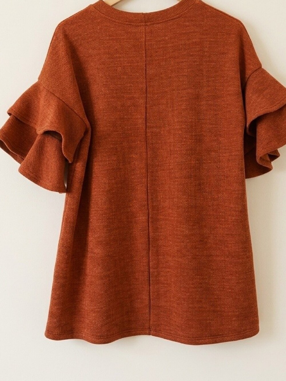 She + Sky Ruffle Short Sleeve Top - Rust - Picture 3 of 4